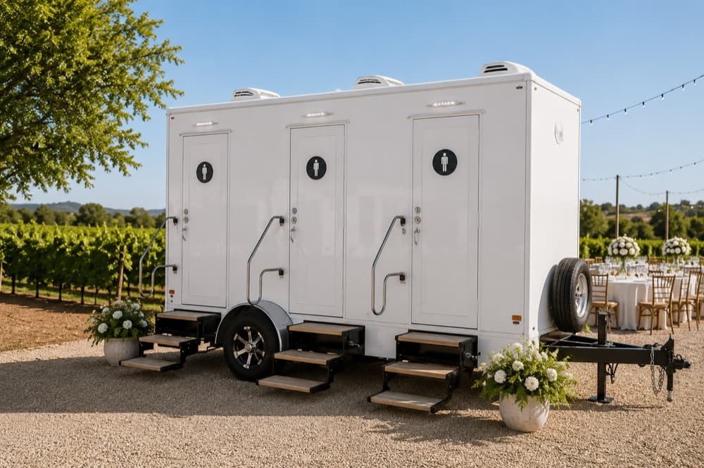 3-Stall Trailer — luxury restroom trailer interior